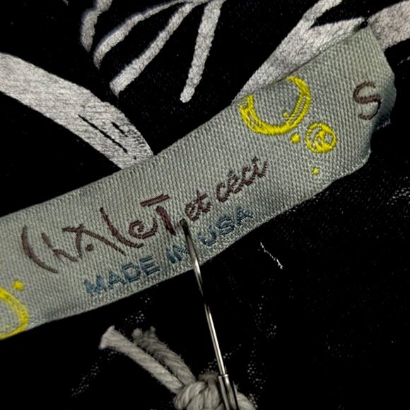 Chalet et ceci USA made botanical leaf bamboo blend 2 pc set kimono & pants S/M - Picture 12 of 14